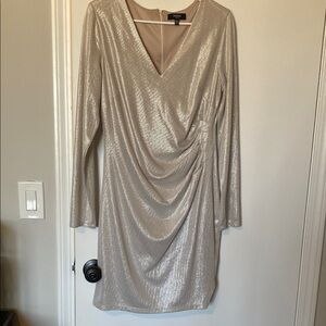 Guess Shimmering Silver Long Sleeve Dress